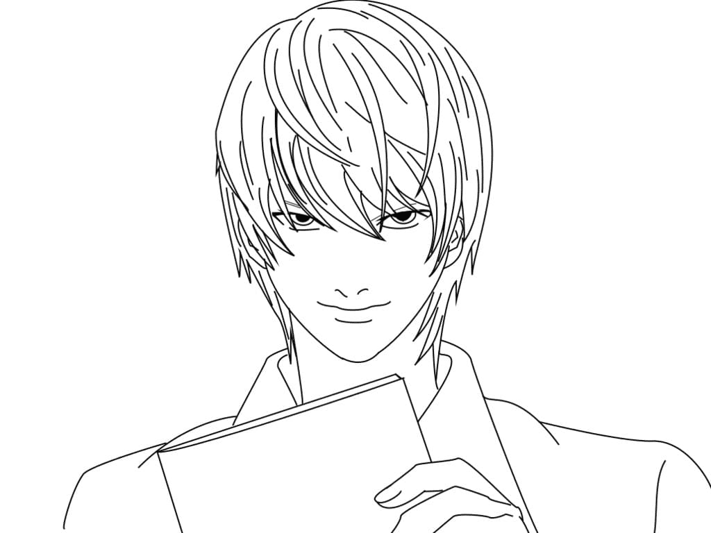 Yagami Light with a Death Note Coloring Pages