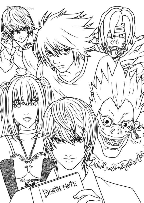 Yagami, Misa, Ryuk, L, Near en Rem van Death Note