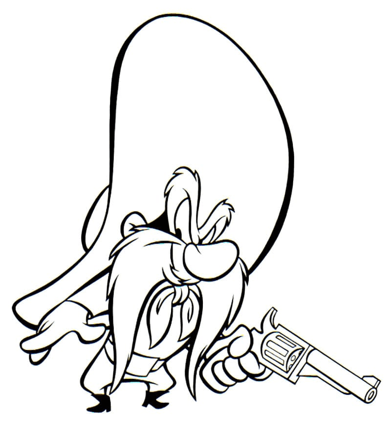 Yosemite Sam com arma dos personagens do Looney Tunes