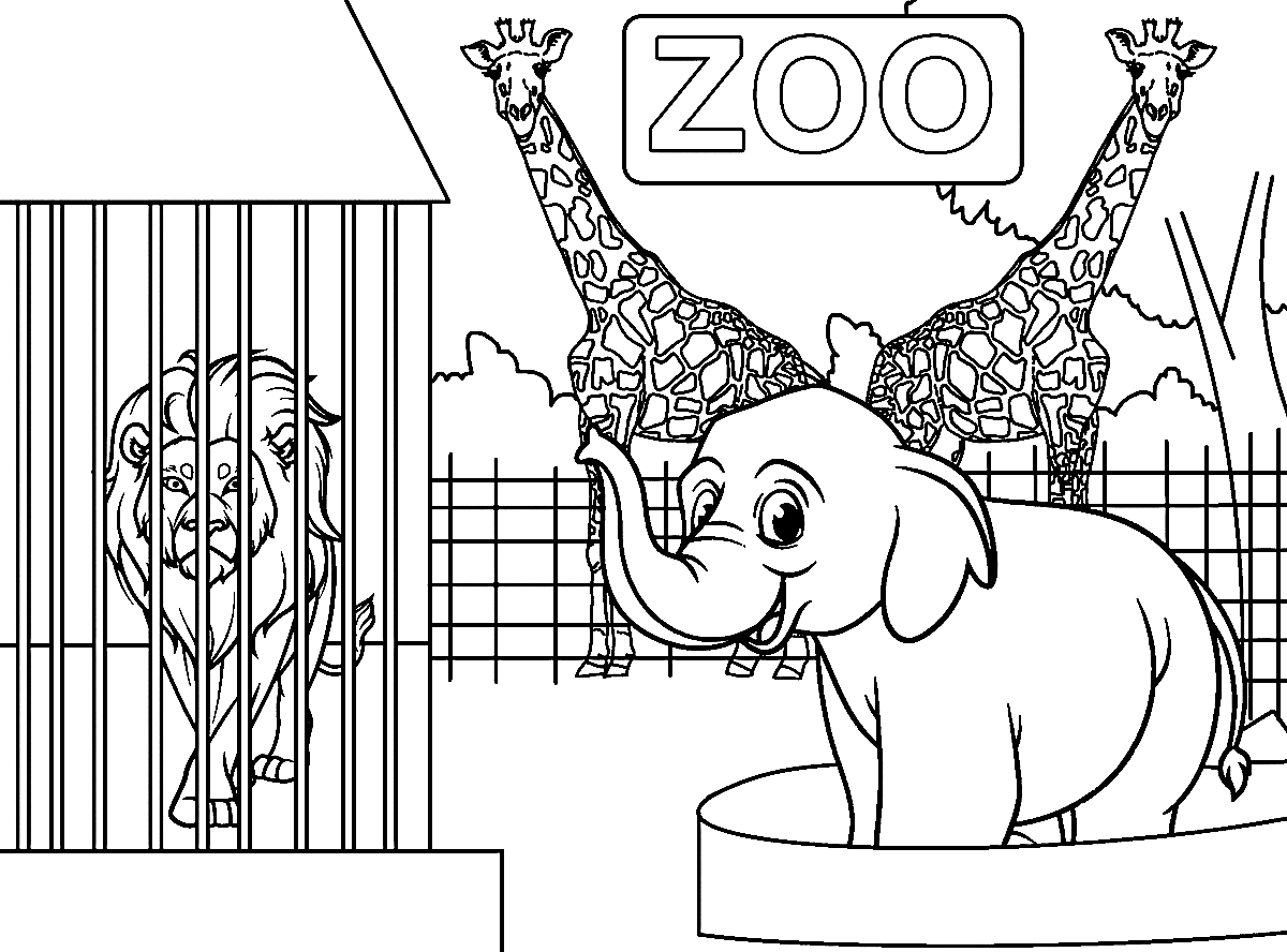 Zoo Animals to Print Coloring Page