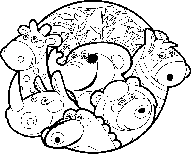 Zoo Animals Coloring Page