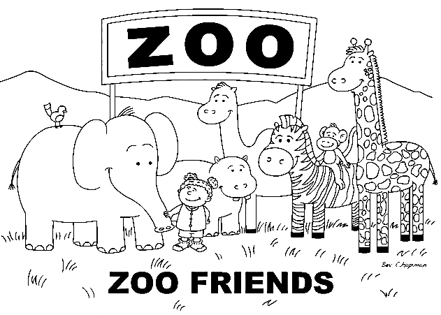 Zoo Friends Coloring Page