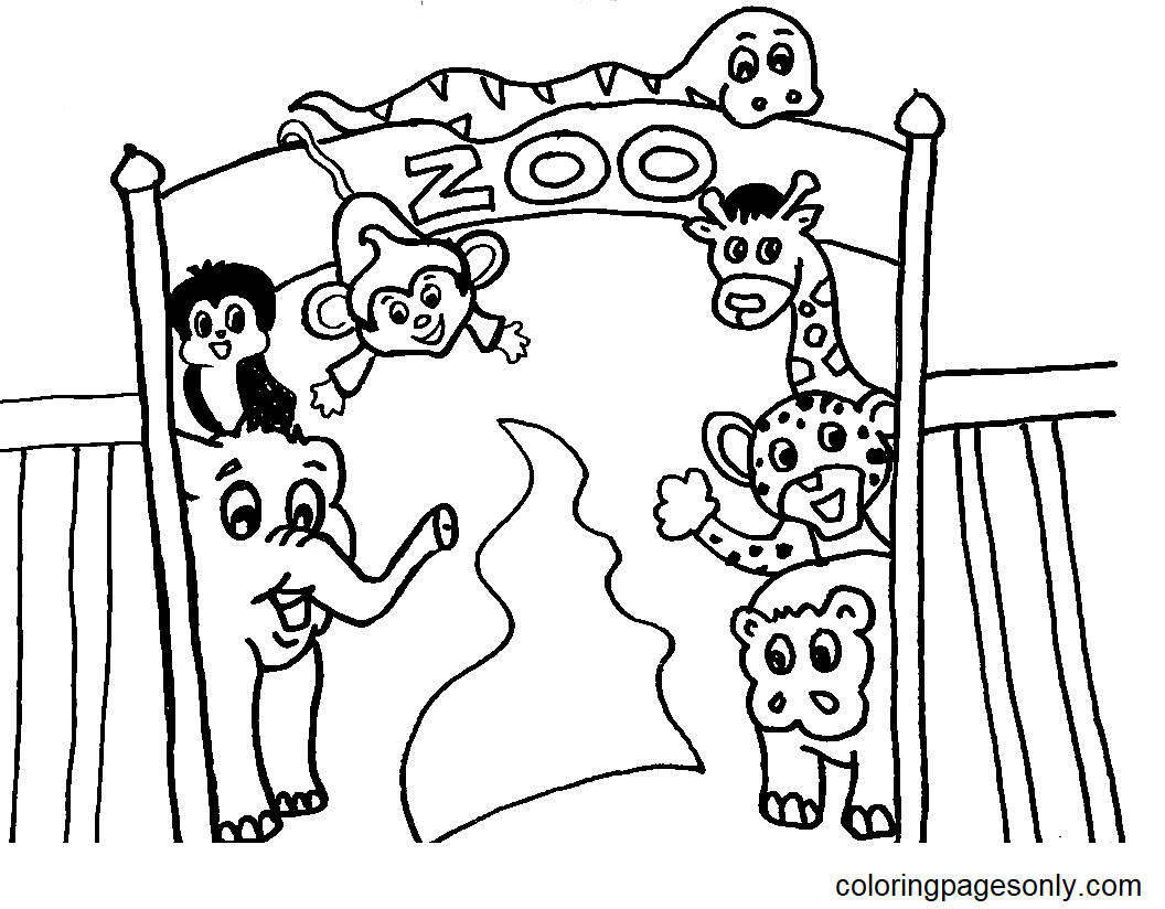 Zoo for Childrens Coloring Page