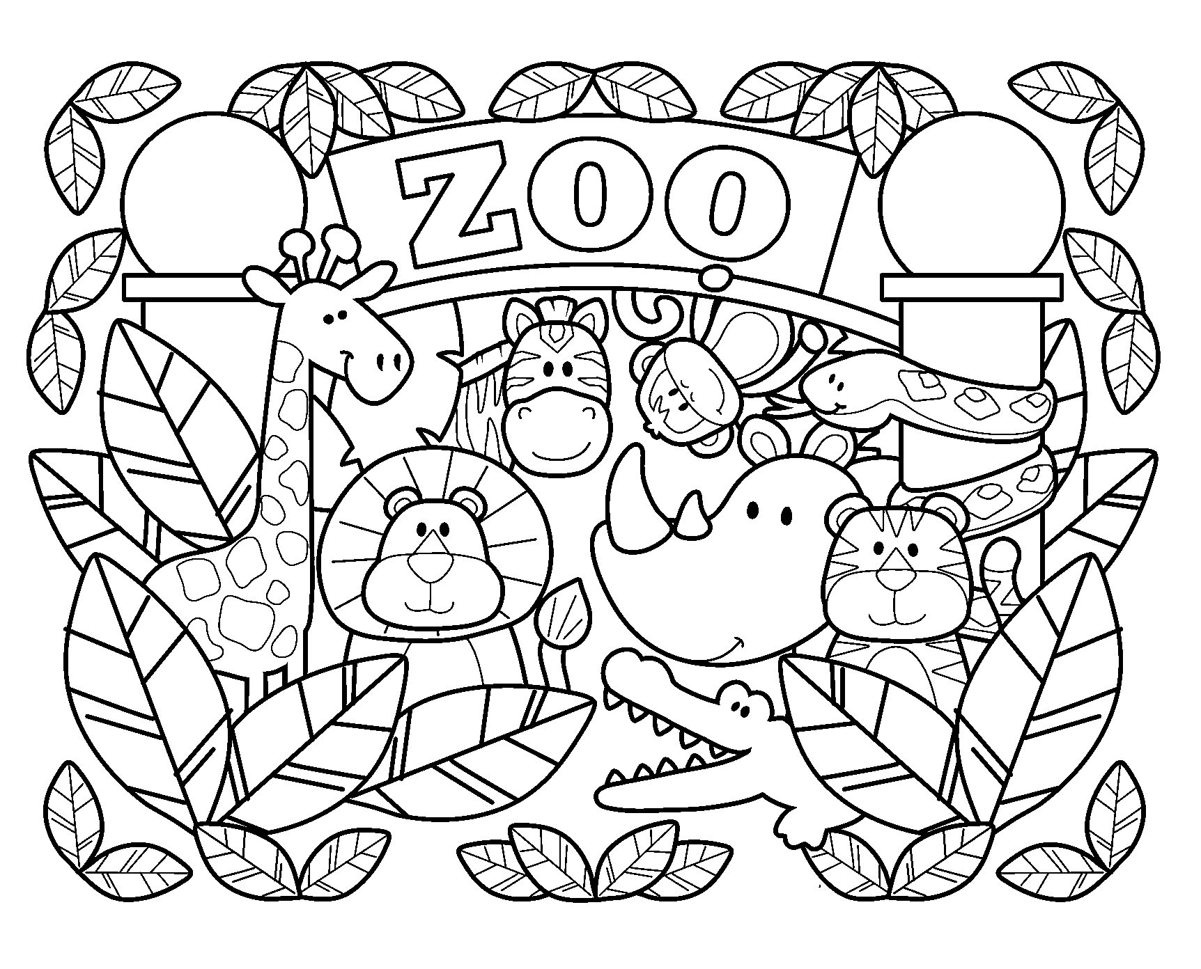 Zoo Coloring Page