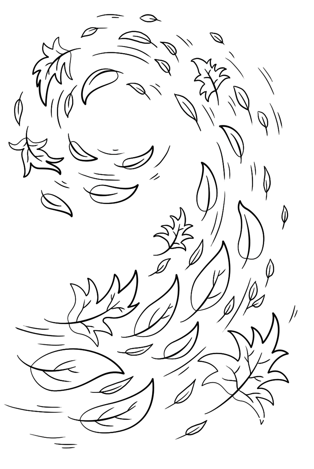 Swirling Autumn Leaves Coloring Page