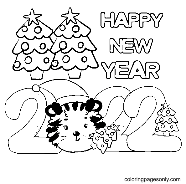 2022 Year Tiger Coloring Pages