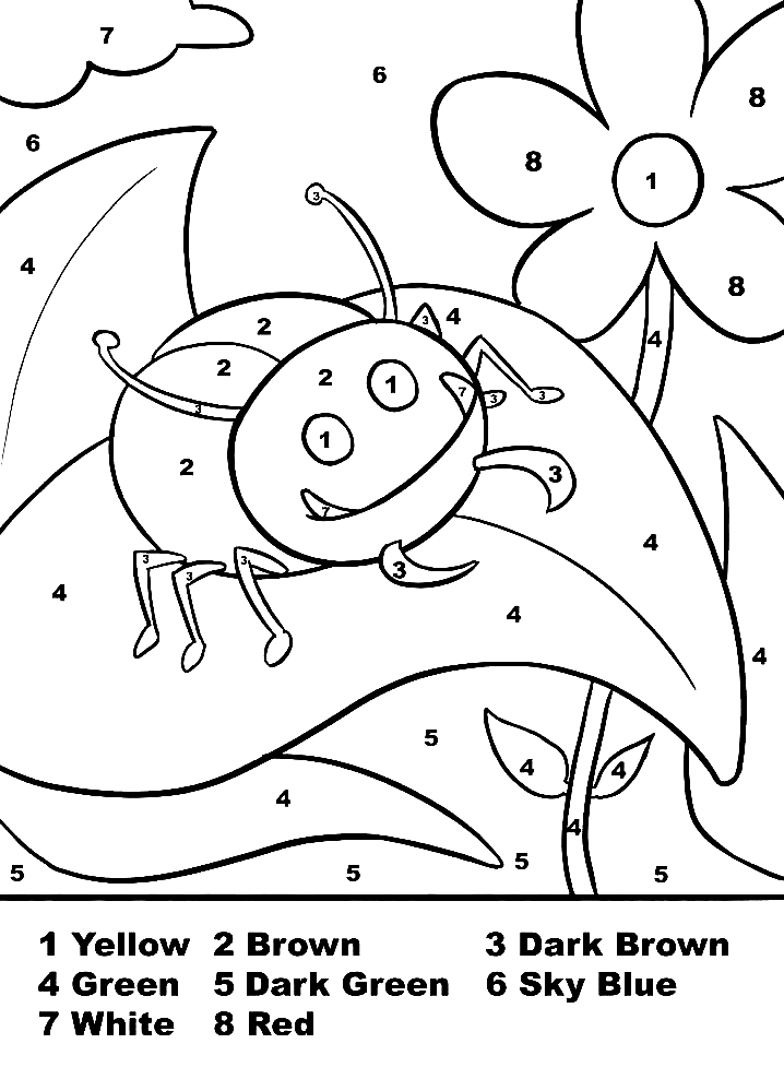 A Bug Color by Number Coloring Pages