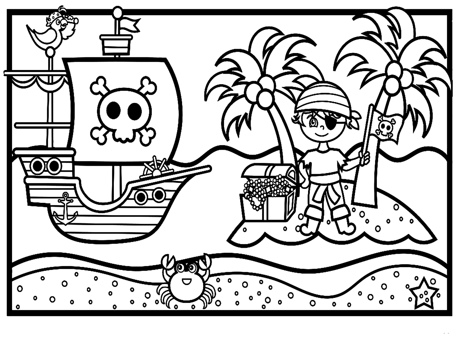 A Pirate Ship For Kids Coloring Pages
