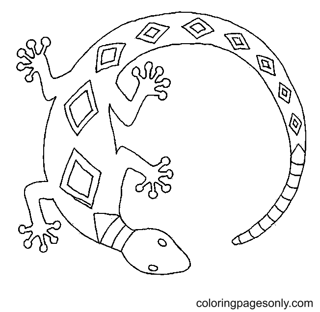 Aboriginal Art Lizard Coloring Page