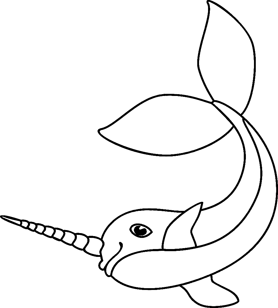 Adorable Little Narwhal Coloring Page