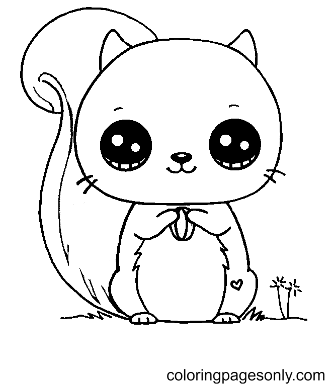 Adorable Squirrel Coloring Pages
