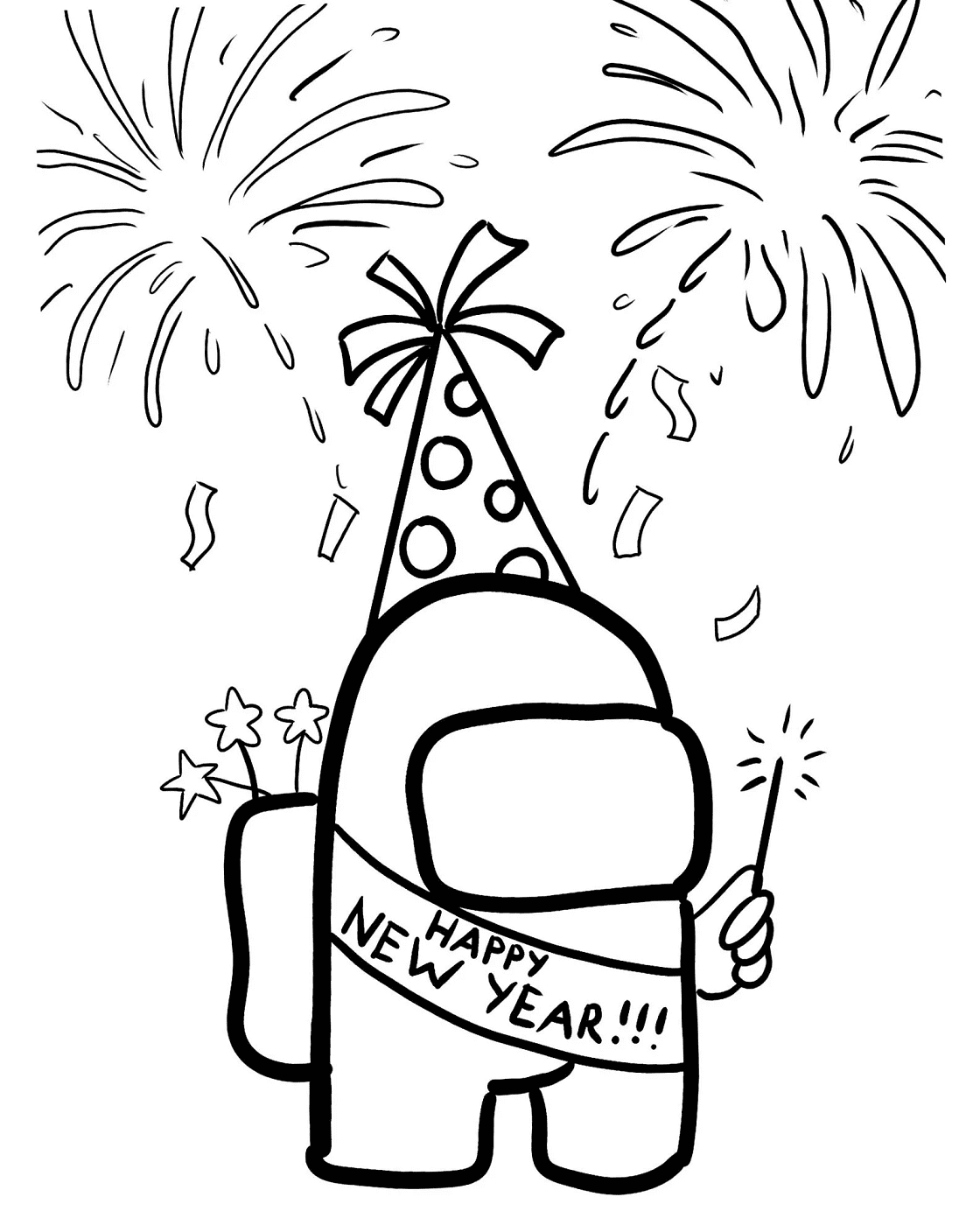 570  Among Us New Years Coloring Pages  Latest HD