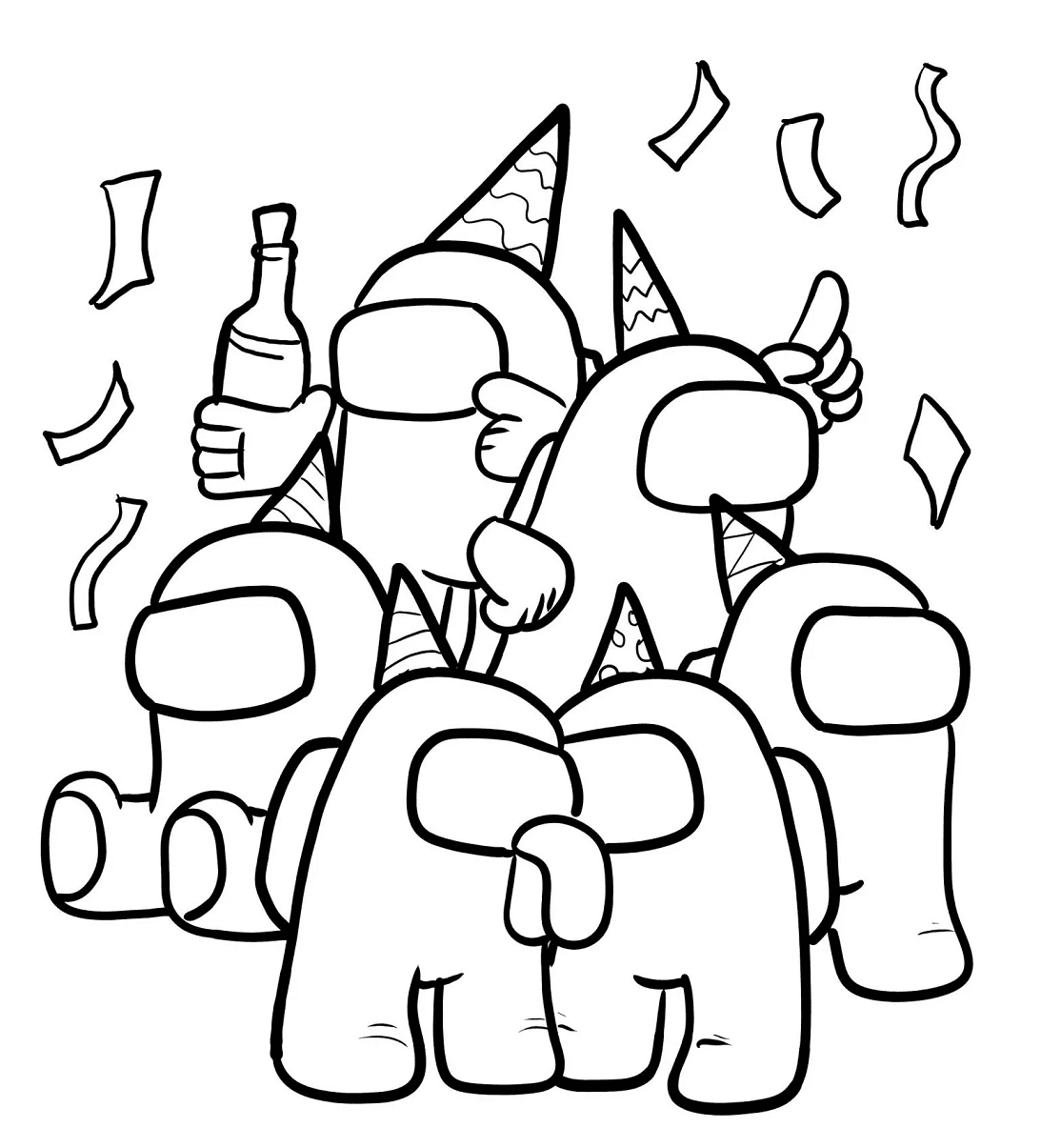 Among Us Party Coloring Page Free Printable Coloring Pages