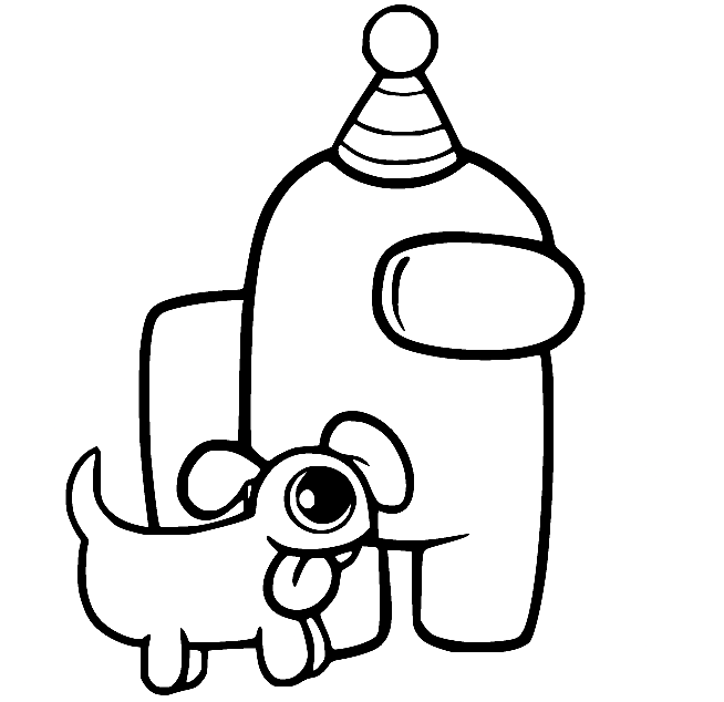 Among Us Puppy Coloring Page