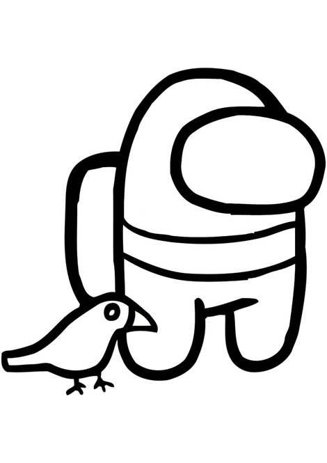 Among Us and Pet bird Coloring Pages