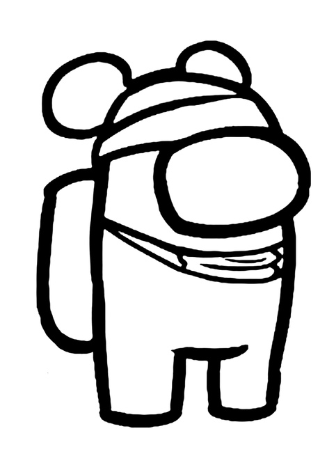 Among Us wearing a Hat with Ears Coloring Page