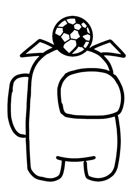 Among Us with a Ball on Head Coloring Page