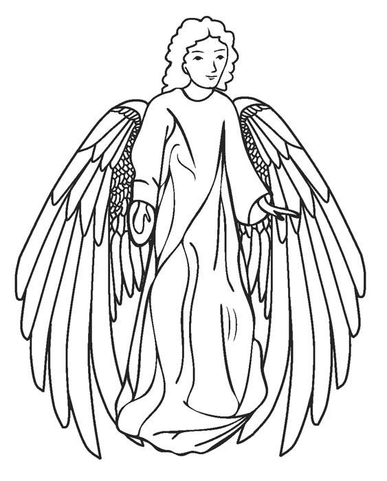 Angel With Long Wings Coloring Page