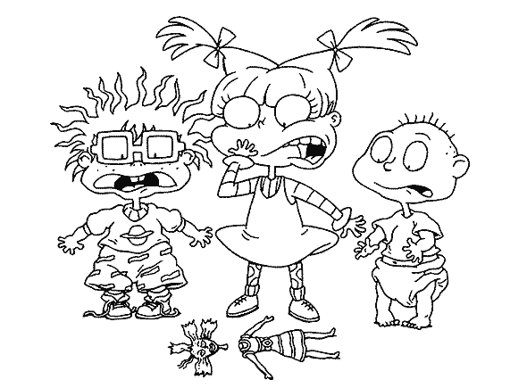 Angelica, Chuckie and Tommy Coloring Pages