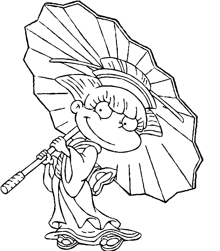 Angélica com guarda-chuva japonês de Rugrats