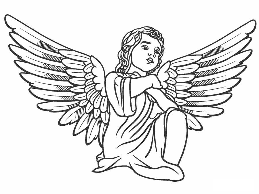 Desenho de anjo fofo para colorir