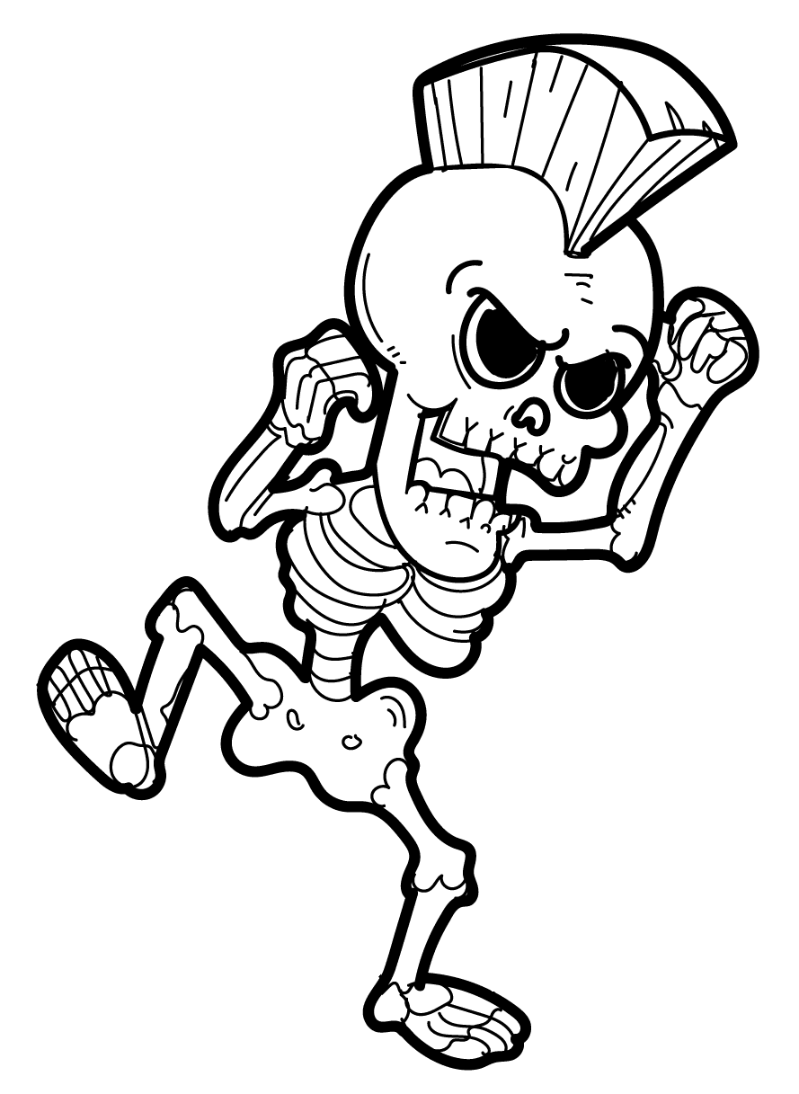 Desenho para colorir de esqueleto raivoso