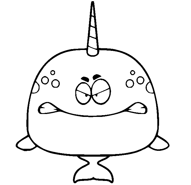 Angry Narwhal Coloring Page