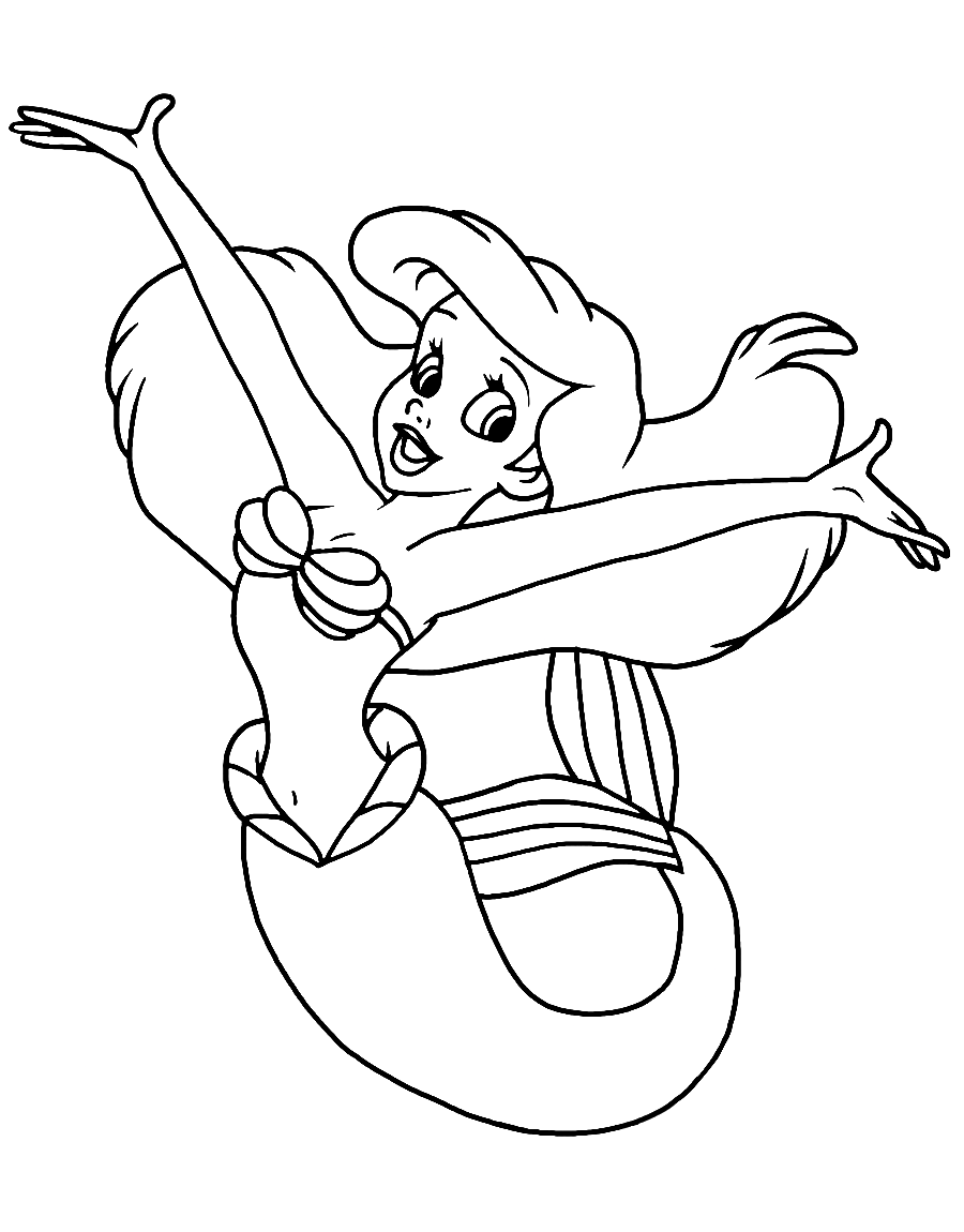 Ariel Cheering Coloring Page