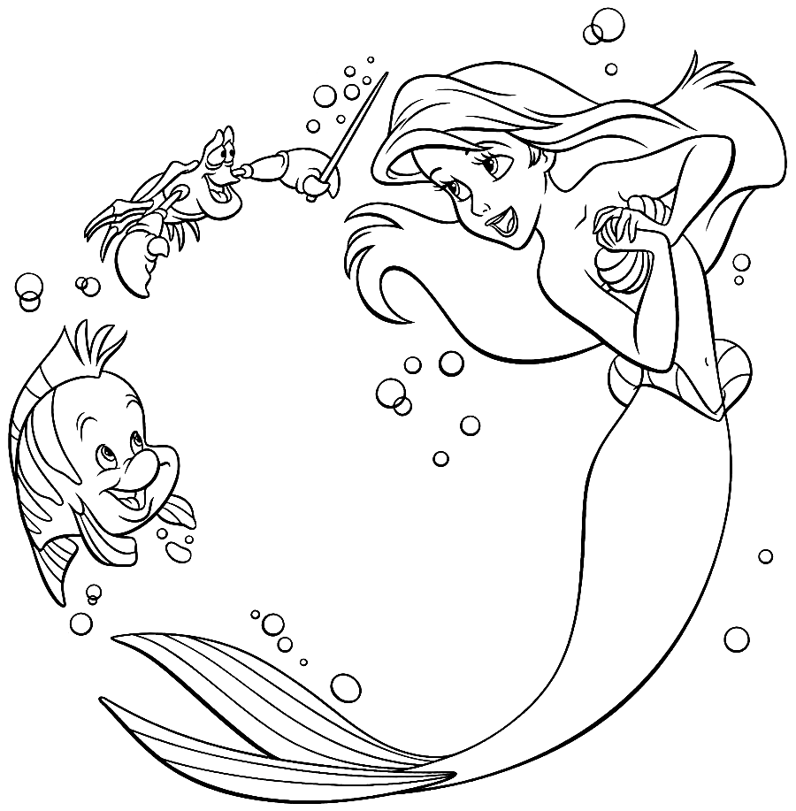 Ariel, Flounder and Sebastian from The Little Mermaid