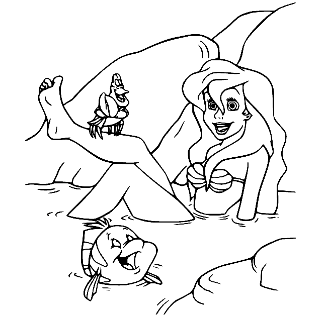 Ariel Isnt Quite Used to Her Legs Coloring Page