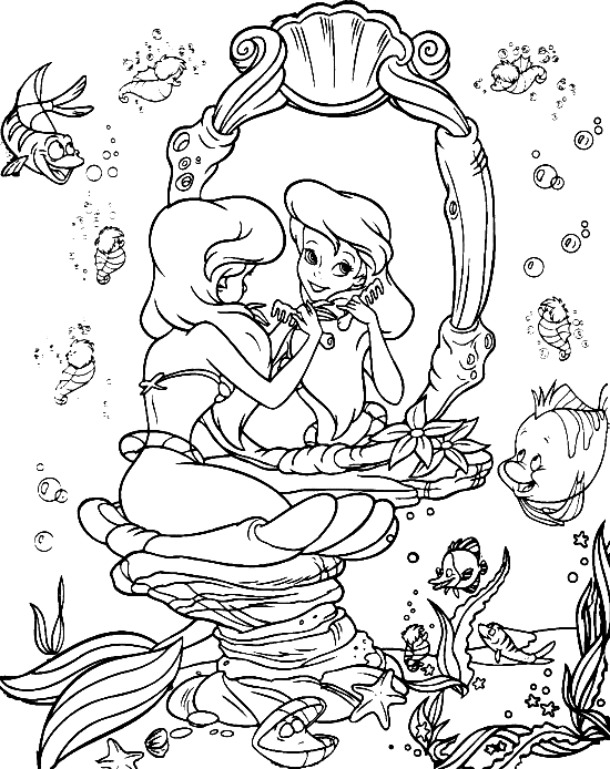 Ariel Little Mermaid Coloring Page
