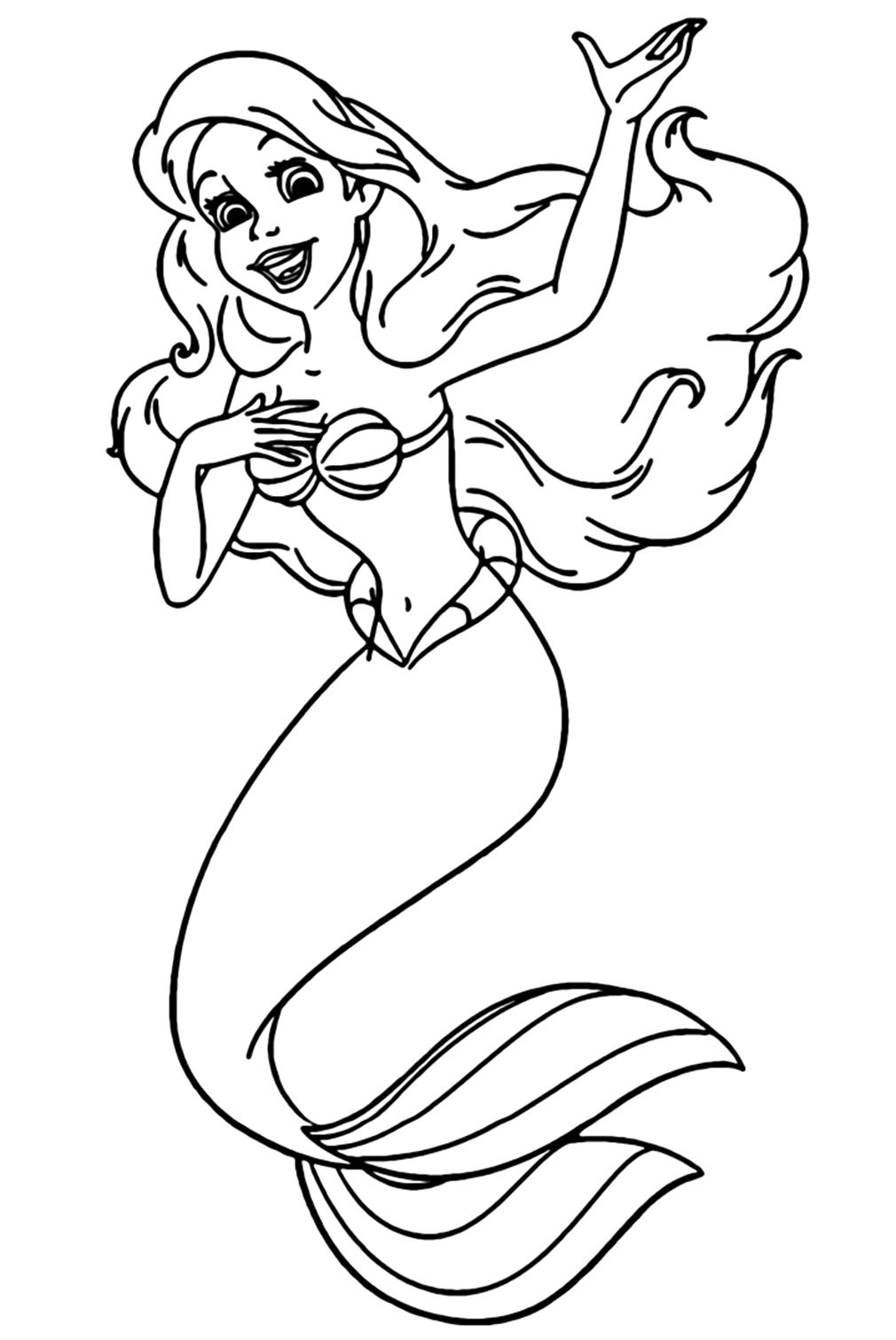 Ariel Singing Coloring Pages
