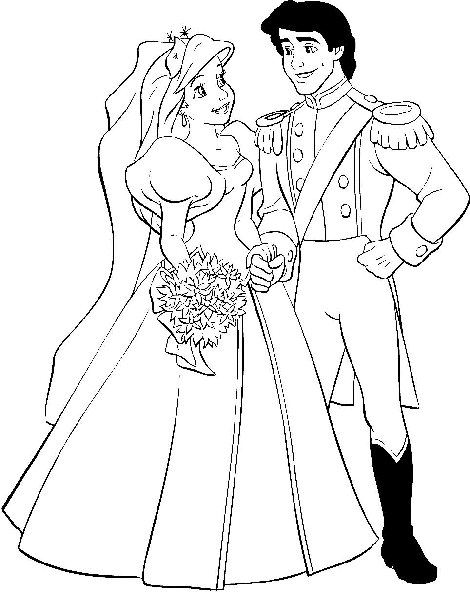 Ariel y Eric el día de la boda de La Sirenita