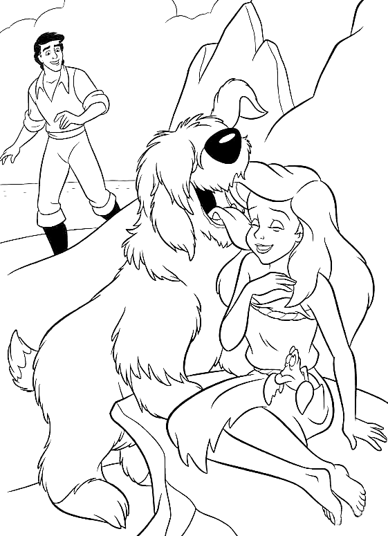 Ariel And Dog Max Coloring Page