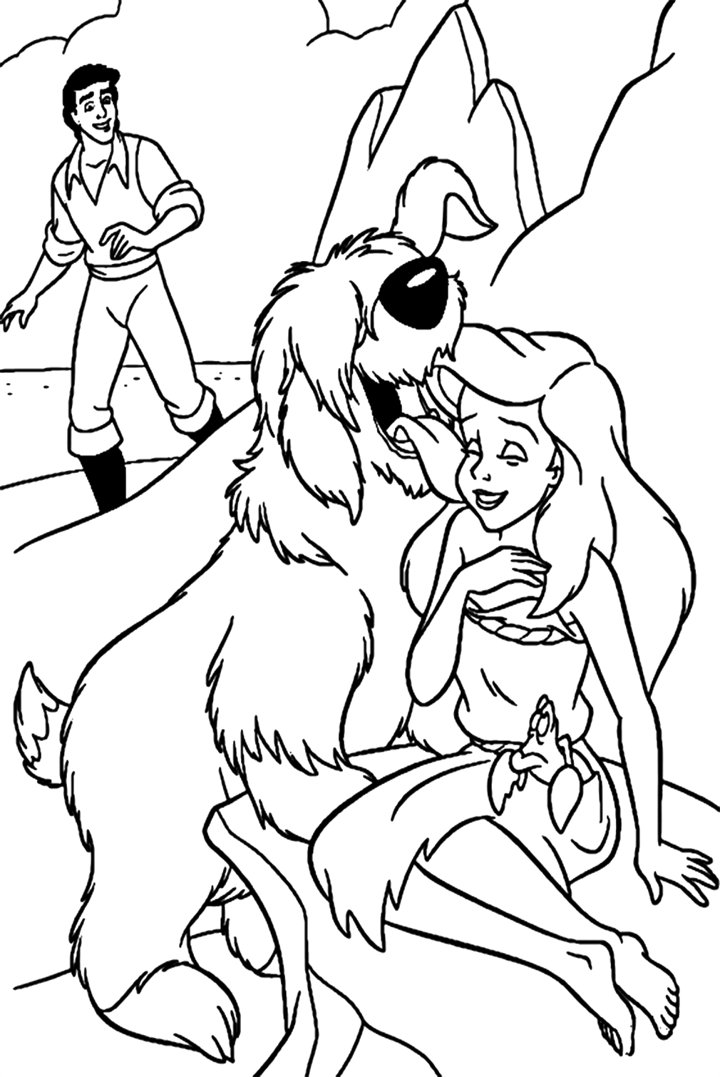 Ariel And Dog Max Coloring Pages