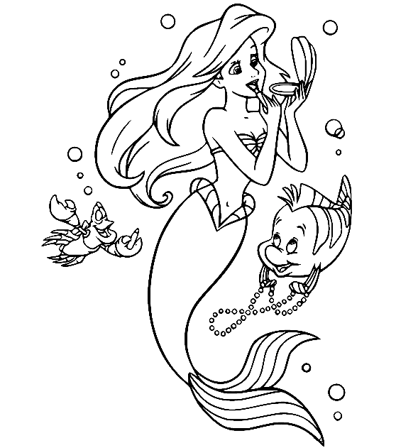 Ariel in Makeup Coloring Page