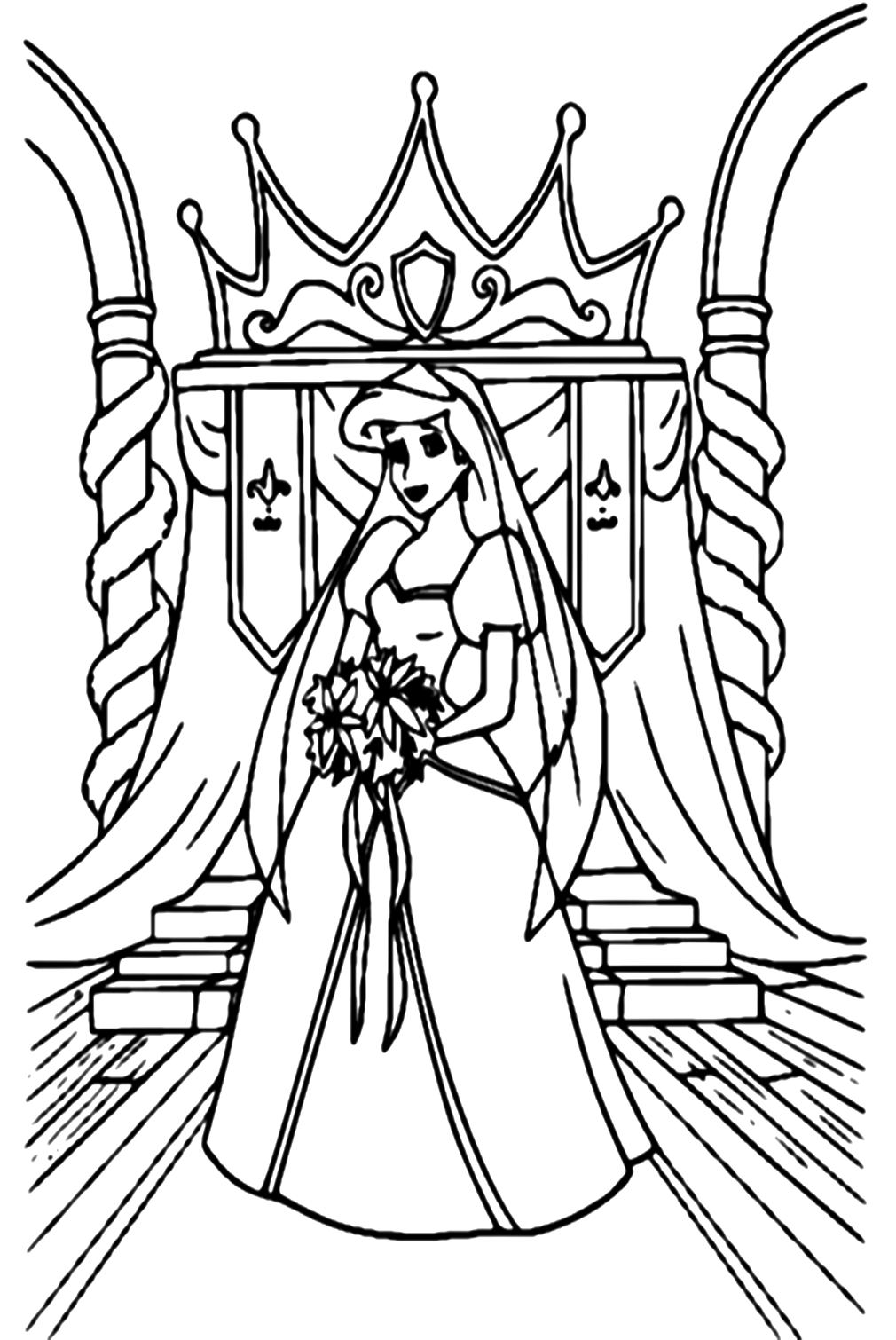 Ariel In The Palace Coloring Pages