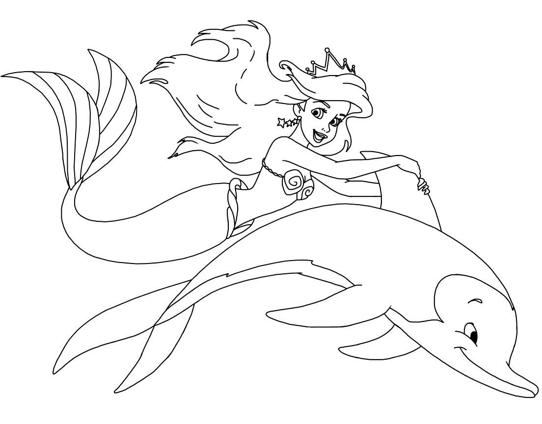 Ariel montando delfines de Ariel