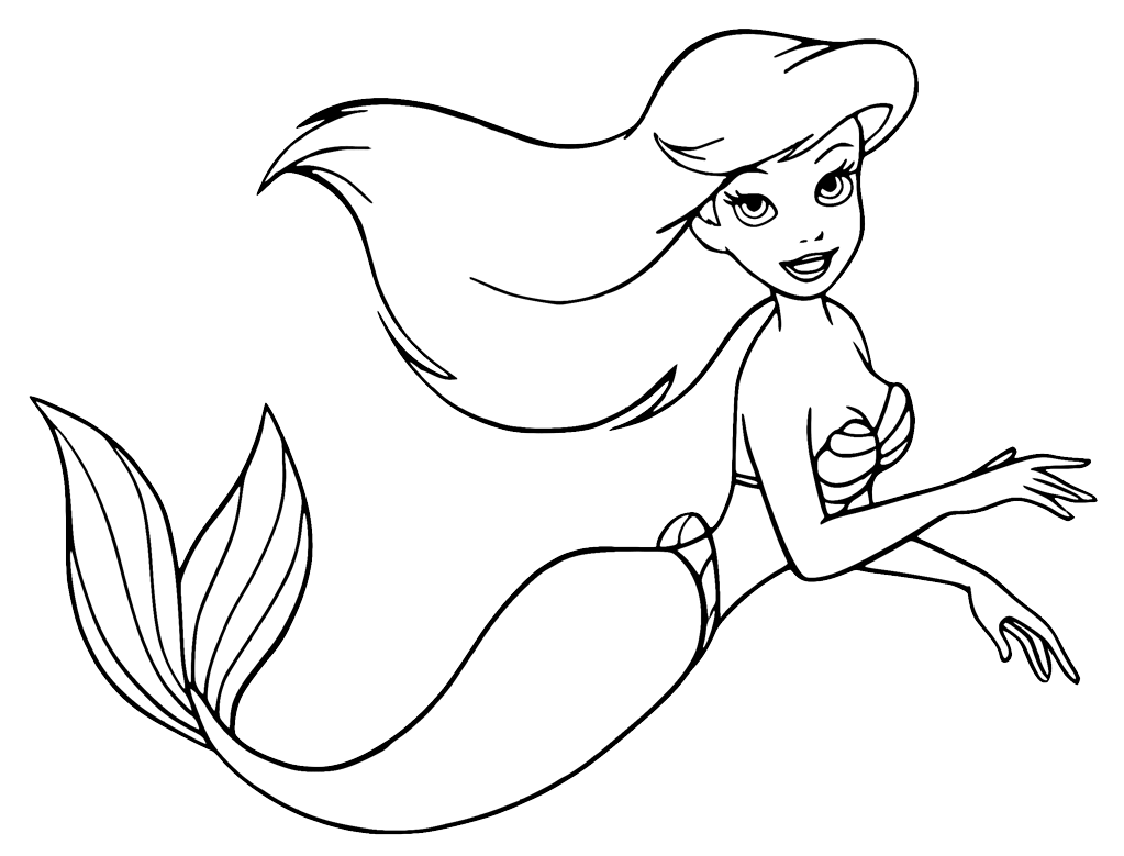 Ariel swimming Coloring Page