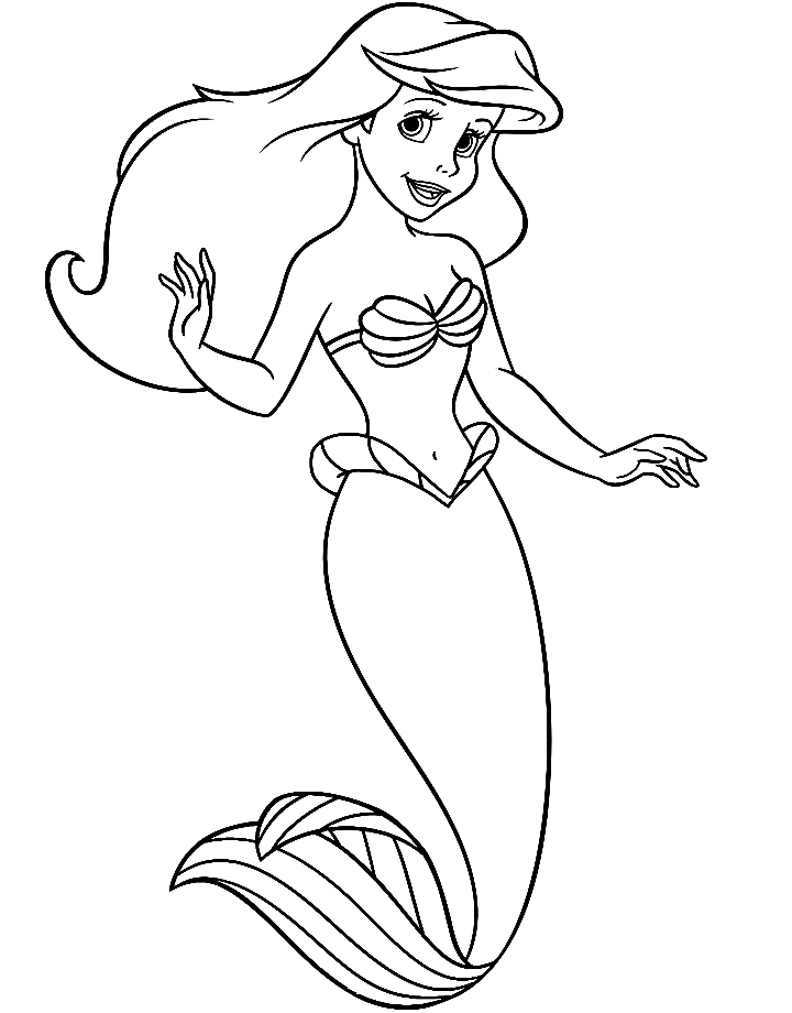 Ariel Waving Coloring Pages