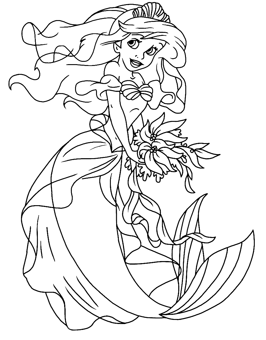 Ariel con un bellissimo vestito di Ariel