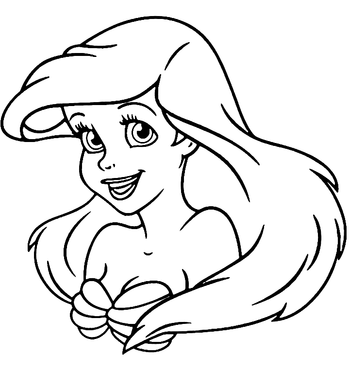 Ariel’s Smiling Face Coloring Page