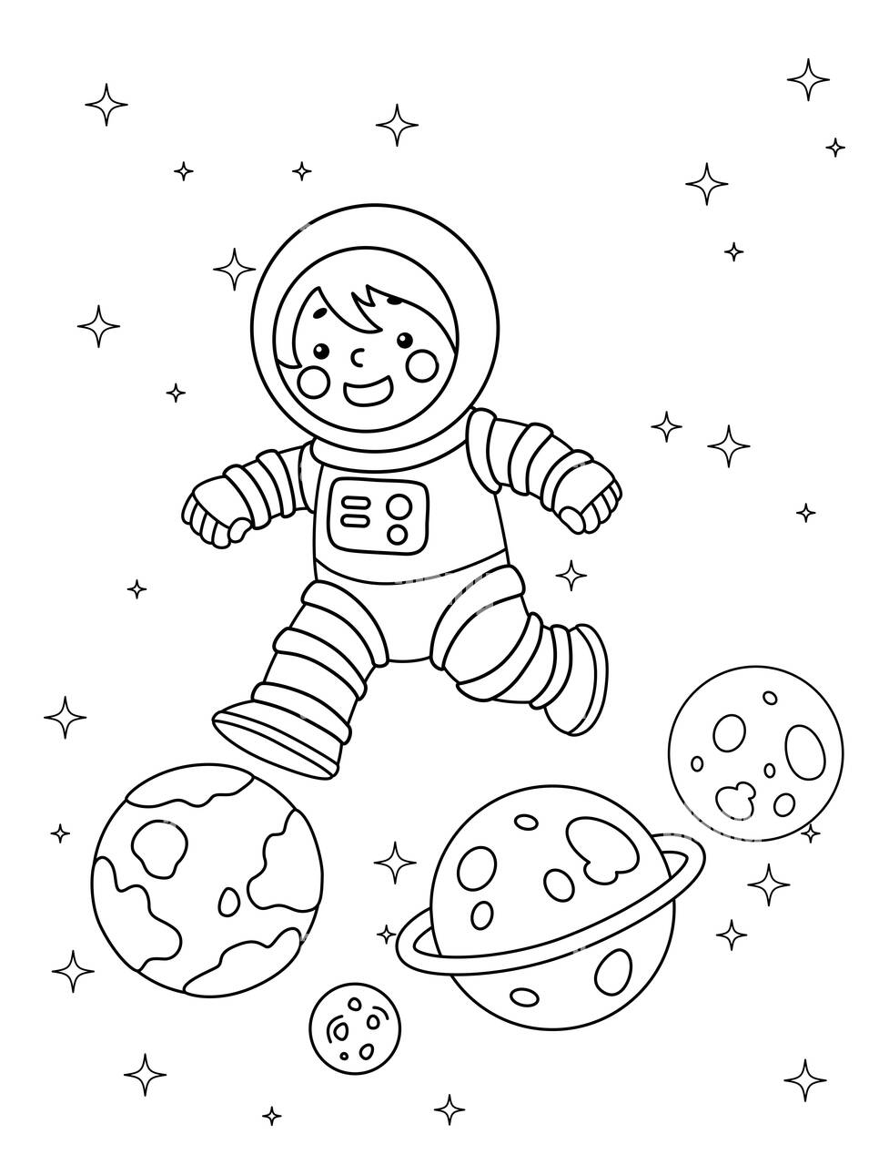 Astronaut Jump Coloring Page