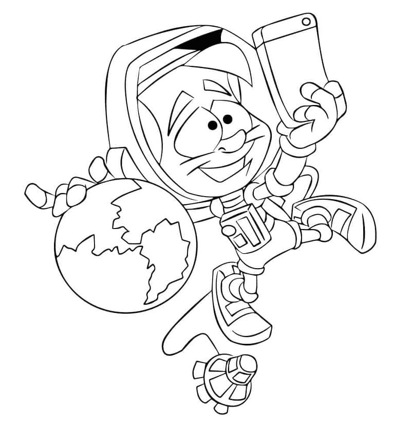 Astronaut and Earth Coloring Page