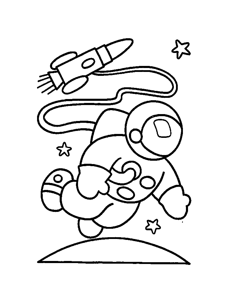 Astronaut Flying Coloring Page