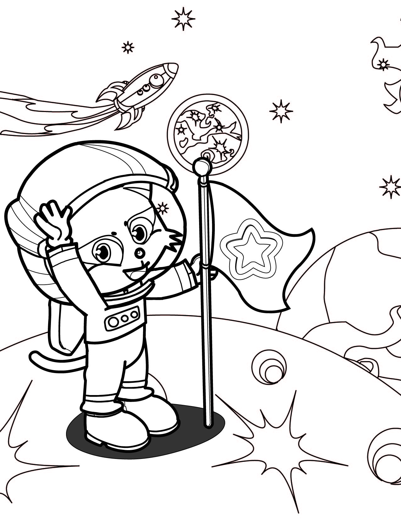 Astronaut For Kids Coloring Page