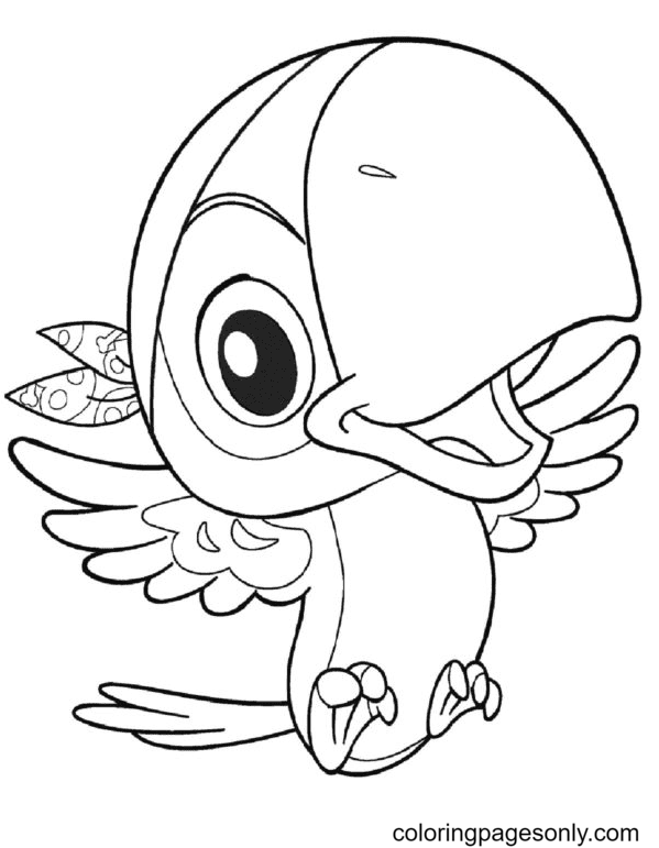 Baby Bird Parrot Coloring Page