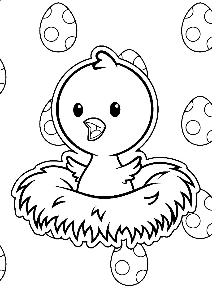 Baby Chicken Coloring Pages