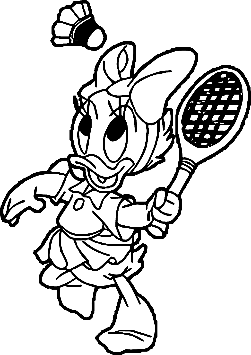 Baby Daisy Duck Playing Badminton Coloring Pages