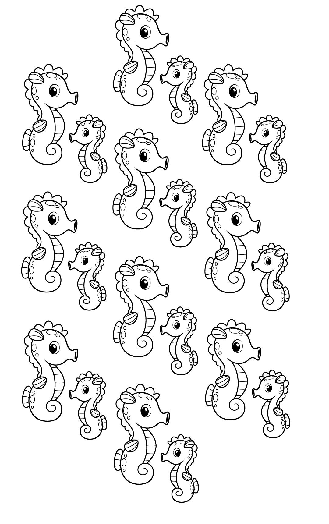 Baby Seahorses Coloring Page